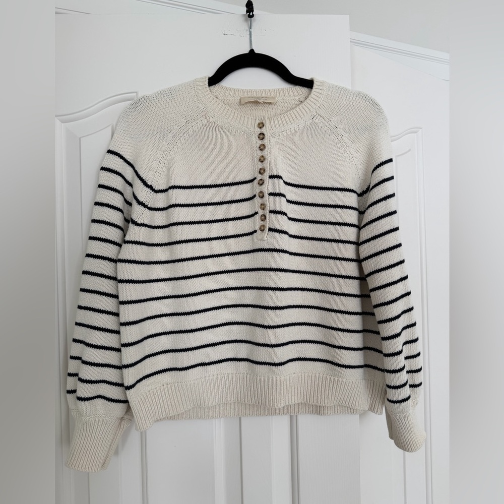 Sézane Leontine Ecru and Black Striped Sweater, EUC, S